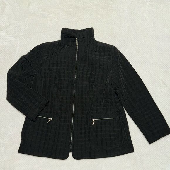 George Jackets & Blazers - George Women’s Plus Quilted Jacket Zip Front & Pockets Rich Black Size 18W/20W